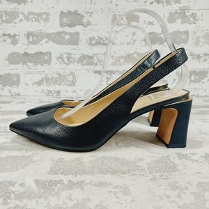 Vince Camuto Women's Black Leather Hamden Slingback Pumps D652